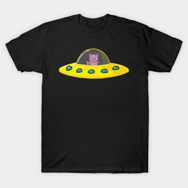 Cat UFO Space Alien merch T-Shirt by Griseldasion_shop